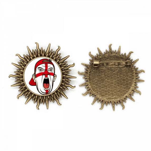 England Flag Facial Makeup Head Screang Cap Metall Sonne Brosche Haken Pin