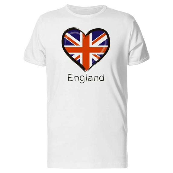 England Flag Heart T-Shirt Men -Image by Shutterstock, Male 4X-Large