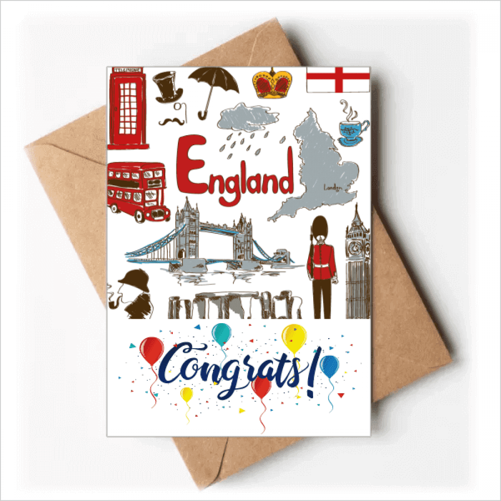 England Landscap Animals National Flag Wedding Cards Congratulations