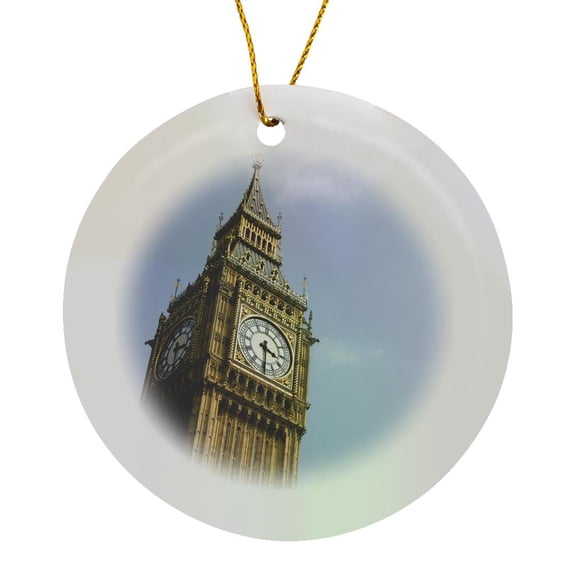 3drose, England, London, Big Ben Clock Tower - Eu33 Cmi0305 - Cindy Miller Hopkins, Circle Porcelain Ornament