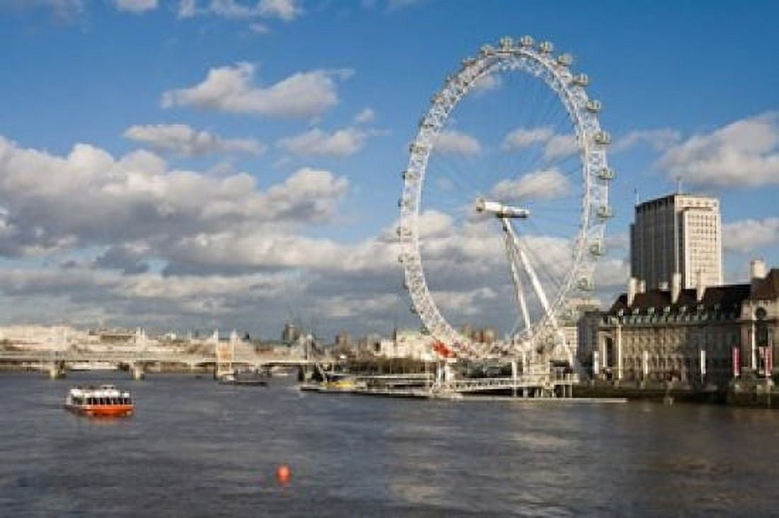 England London London Eye and Shell Building Canvas Art - Walter Bibikow DanitaDelimont (24 x 15)