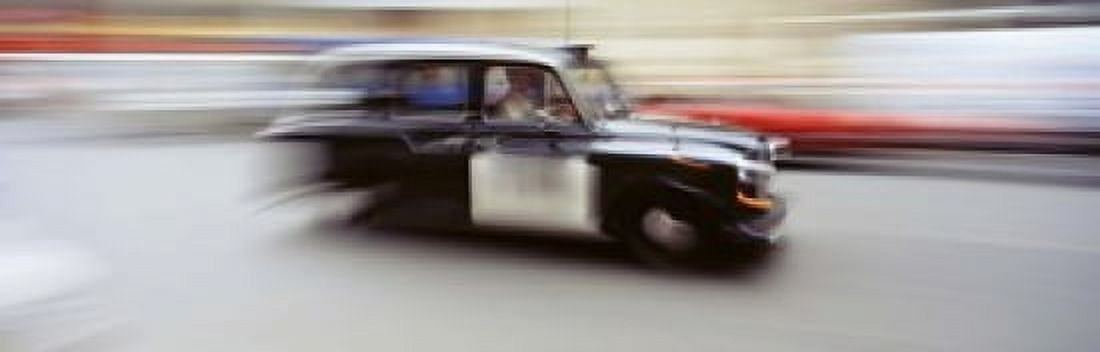 England London Moving Cab Canvas Art - Panoramic Images (18 x 6)