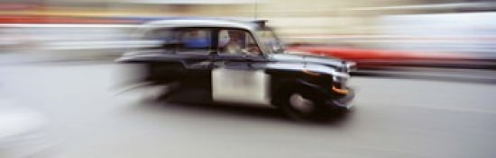 England London Moving Cab Canvas Art - Panoramic Images (36 x 12)