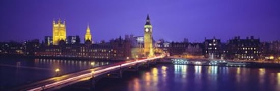 England London Parliament Big Ben Canvas Art - Panoramic Images (18 x 6)