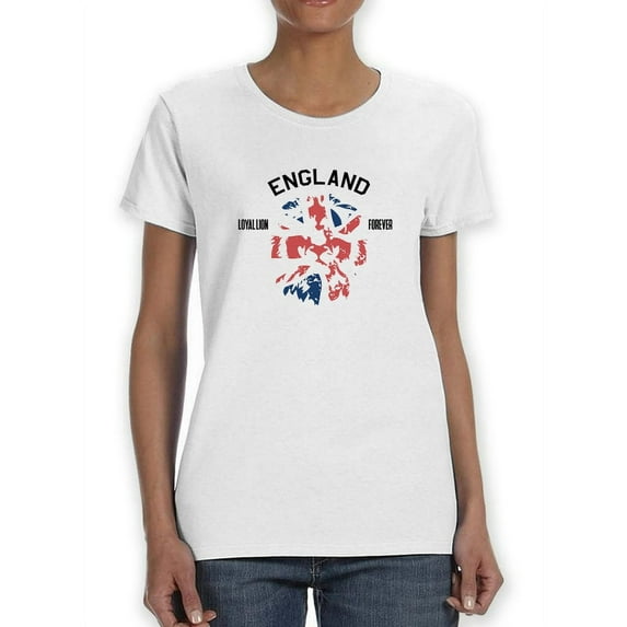 England Loyal Lion Forever Flag Colors Women White T-Shirt, Female XX-Large