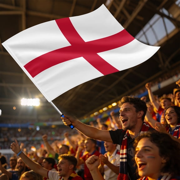 England National Fan Flag with 63in Extendable Pole - 39.4x59.1in Large St. George's Cross Banner for Sports Events & Celebrations