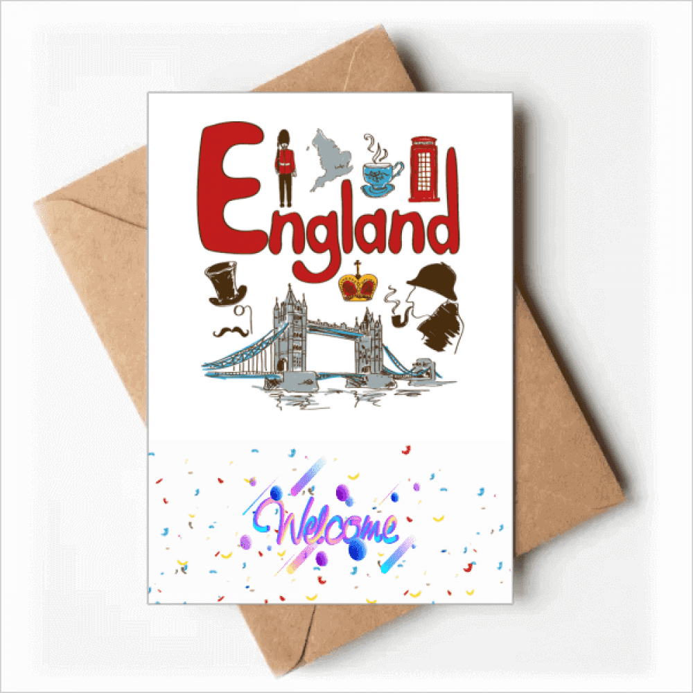 England National symbol Landmark Pattern Welcome Back Greeting Cards ...
