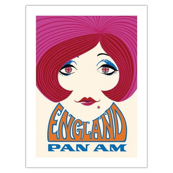 England - Pan American World Airways - Vintage Airline Travel Poster 1960’s - Fine Art Matte Paper Print (Unframed) 18x24in
