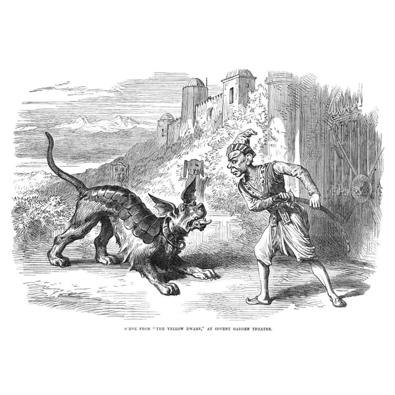 England Pantomime 1870. Nscene From The Pantomime 'The Yellow Dwarf ' At The Covent Garden Theatre In London.