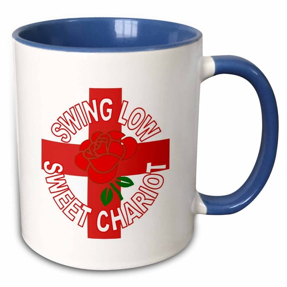 3drose, England Rugby Fan St George Cross Flag Design, 15oz Two-tone Blue Mug
