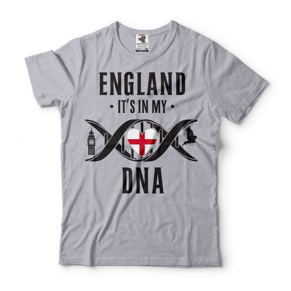 England Shirt England National Patriotic Shirt England DNA Shirt England National Shirt English Gift (Small Grey)
