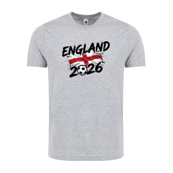 England Soccer T-Shirt WC 2026 | England Football Fan Shirt | Adult Unisex Cotton Tee - HTR Grey - S