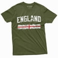 thumbnail image 1 of England Tee Shirt Uk English Flag Banner Soccer Football Nationality Patriotic Tee (3X-Large Military Green), 1 of 6