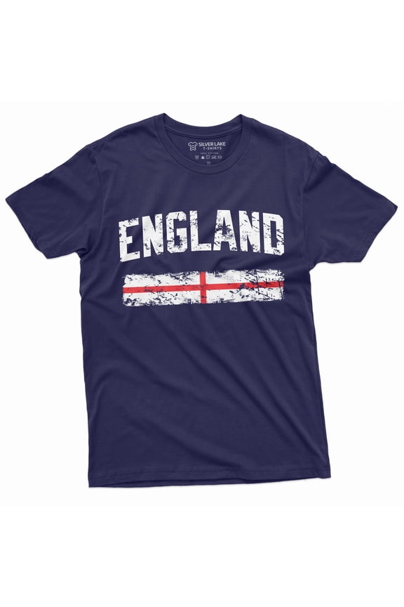 England Tee Shirt Uk English Flag Banner Soccer Football Nationality Patriotic Tee (Xx-Large Navy Blue)