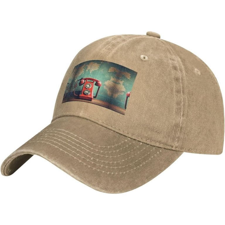 England UK Retro London Telephone Print Soccer Hat Funny Adjustable Cotton Sport Baseball Cap Washed Denim Trucker Hat Walmart