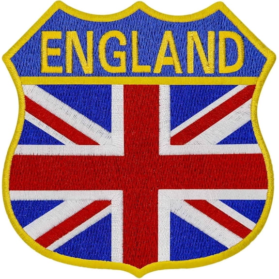 England Union Jack Shield Flag Patch Embroidered Badge Biker Applique Iron On Sew On Emblem