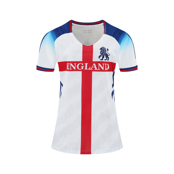 England Women Jersey Sports Fans Outdoor Soccer T-Shirts Athletic Slim Fit Activewear Summer Tops White M