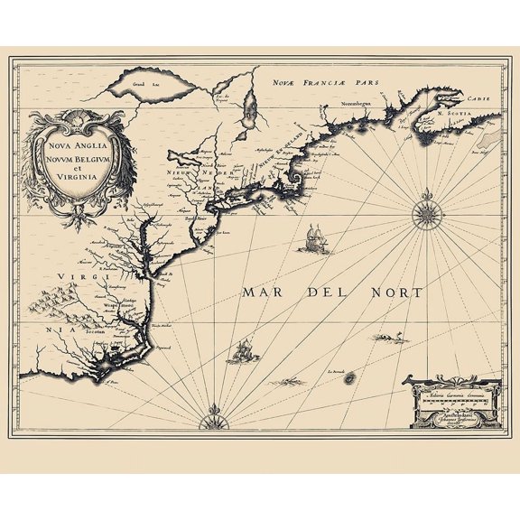 New England to Virginia Dutch Map - Janbonius 1642 by Janbonius (28 x 24)