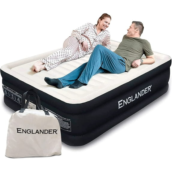 Englander Air Mattress with Built in Pump - Twin Size, 20in Thickness, Black