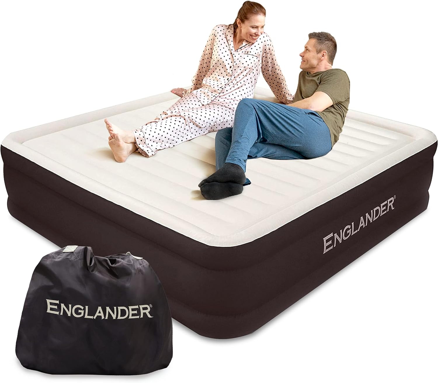 Englander Air Mattress with Built in Pump Twin Size, 20in Thickness