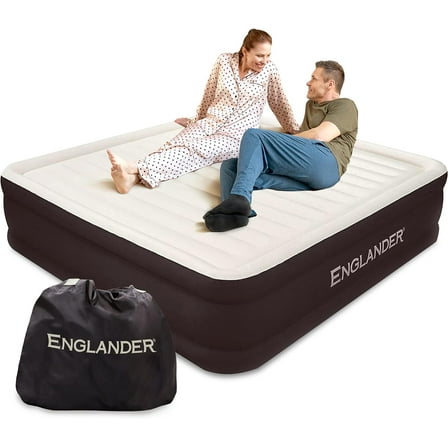 Englander Air Mattress with Built in Pump - Twin Size, 20in Thickness, Brown
