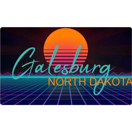 Englevale North Dakota 4 X 2.25-Inch Vinyl Decal Stiker Retro Neon Design
