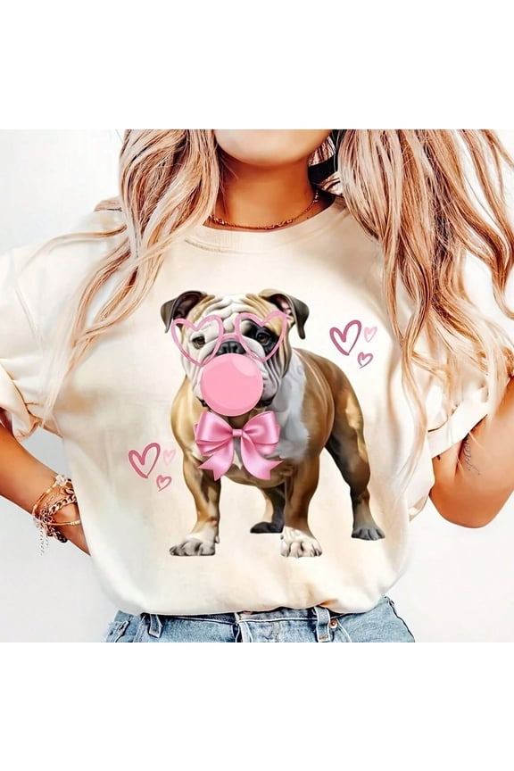 EngliS1H Bulldog Design, Heart, Dog Mom Vaine Gift, Pink Bubblegum Y, T- Bull Dog Mom15