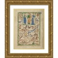 thumbnail image 1 of English 13th Century 19x24 Gold Ornate Wood Framed with Double Matting Museum Art Print Titled - Adam Naming the Animals, 1 of 4