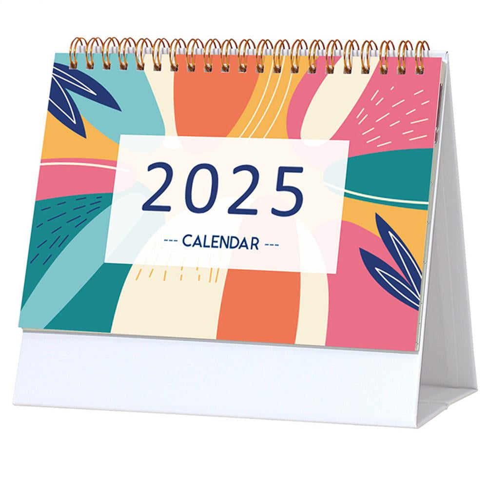 English 2025 Desk Calendar Simple Standing Flip Calendar Stationery