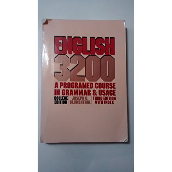 Pre-Owned English 3200: A Programmed Course in Grammer & Usage. College Edition: A Programmed Course in Gramma (Paperback) 0155227114 9780155227118