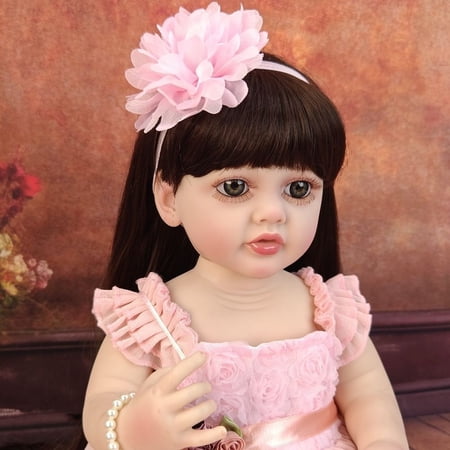 English 55cm reborn doll baby, realistic baby, full soft silicone female doll toy