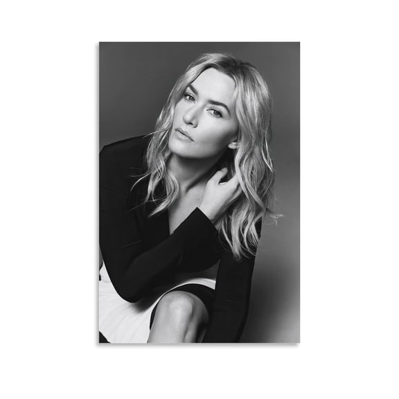 English Actress Kate Winslet Black And White Poster 1 Canvas Wall Art Poster Decorative Bedroom Modern Home Print Picture Artworks Posters 12x18inch(30x45cm)
