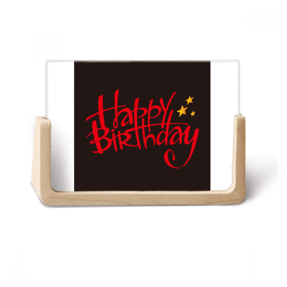 English Art Text Happy Birthday Photo Wooden Photo Frame Tabletop Display