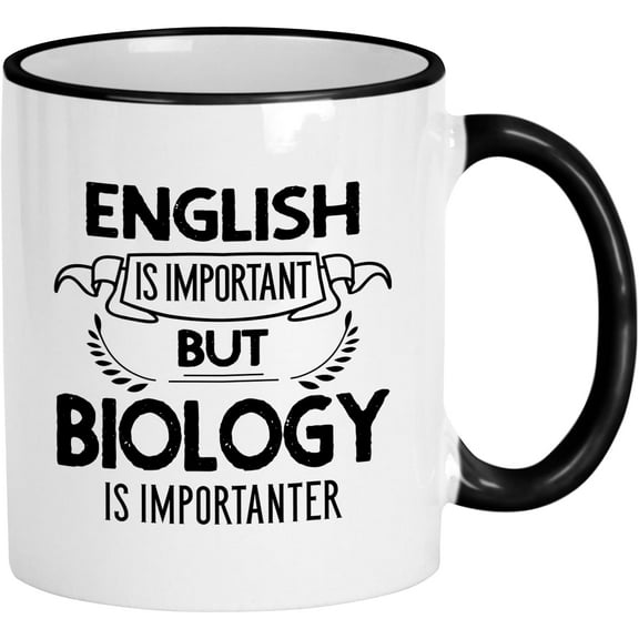 English Biology Importanter. Funny 11oz Ceramic Coffee Mug - The Perfect Teacher Mugs Gift for Biology Instructors, Students, and School Faculty.