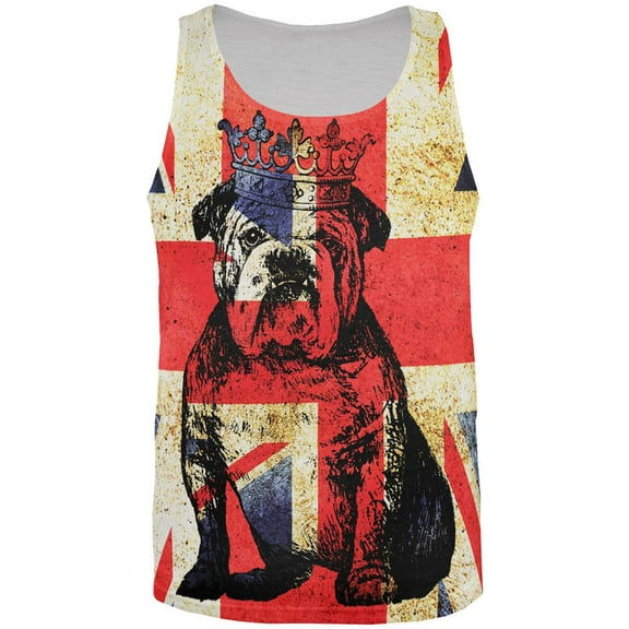 English British Bulldog Crown Grunge Flag All Over Mens Tank Top