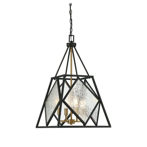 English Bronze and Warm Brass Four Light Linear Chandelier from the Capella Collection