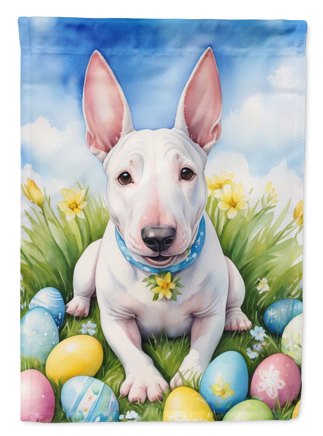 English Bull Terrier Easter Egg Hunt House Flag 28 in x 40 in