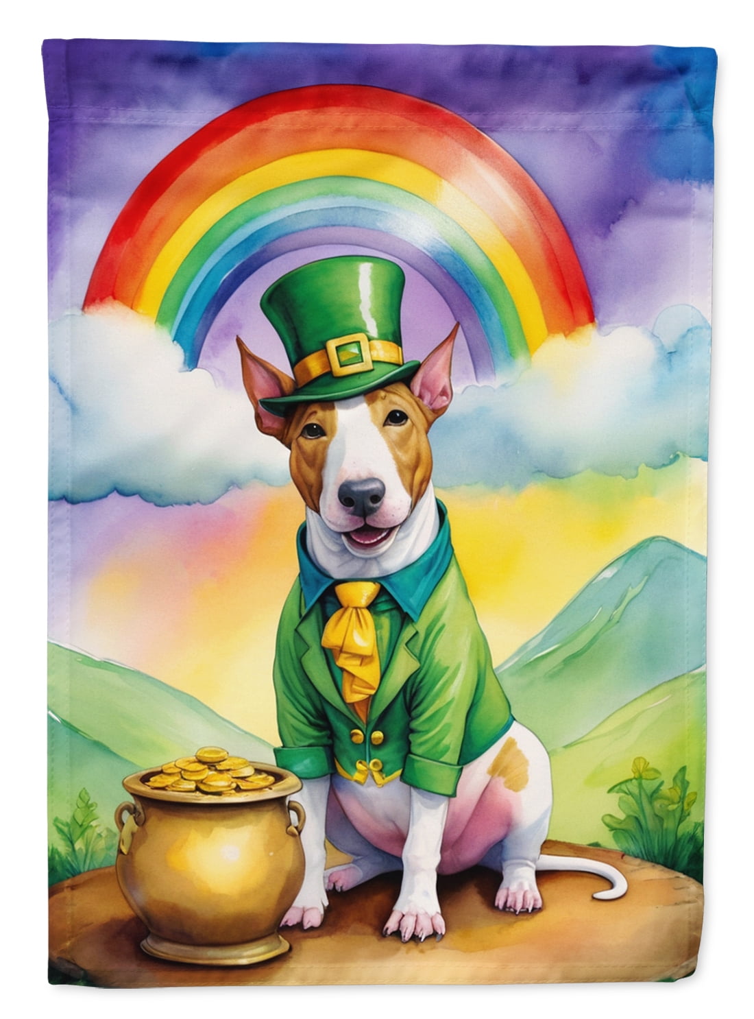 English Bull Terrier St Patrick's Day Garden Flag 11.25 in x 15.5 in