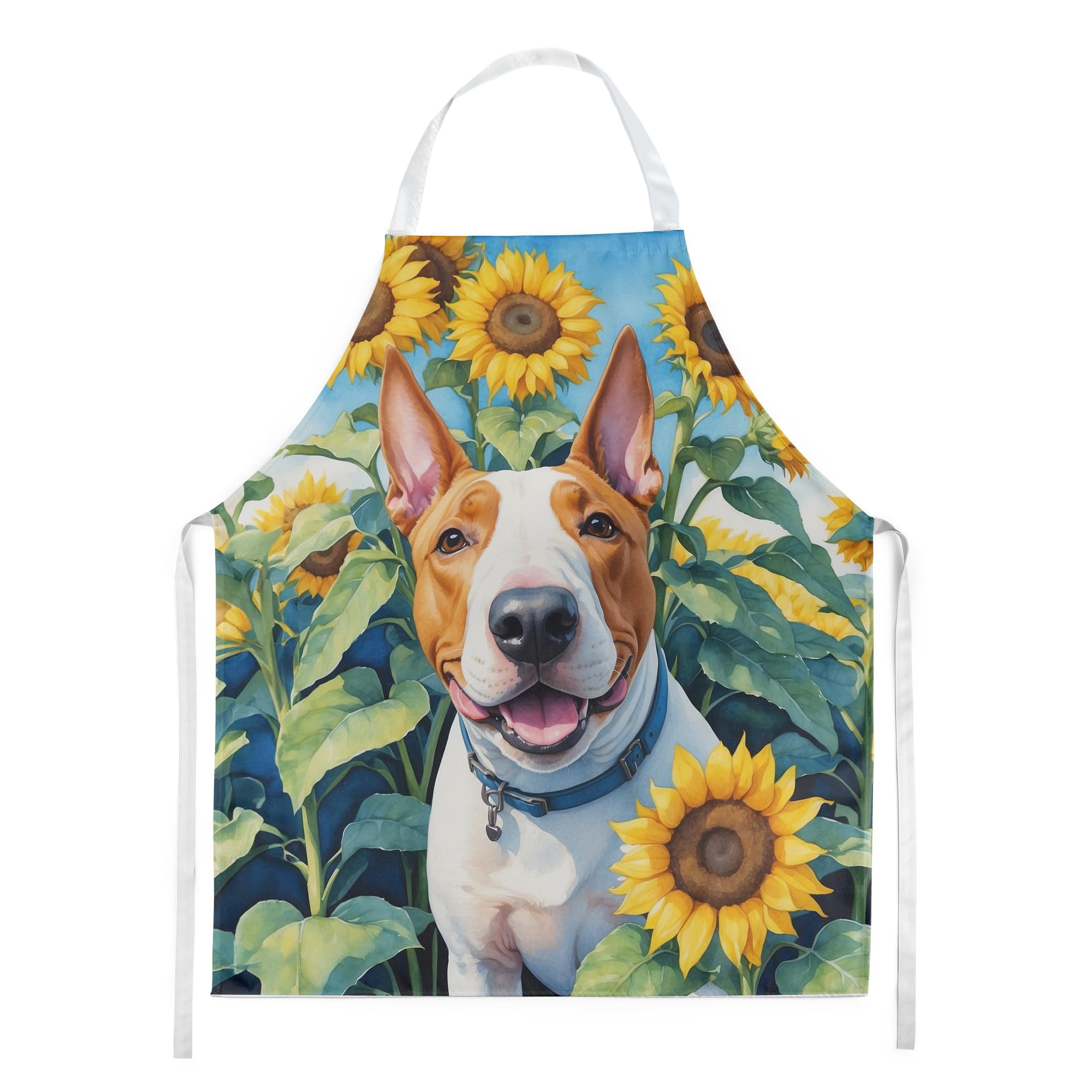 English Bull Terrier in Sunflowers Apron 27 in x 30 in
