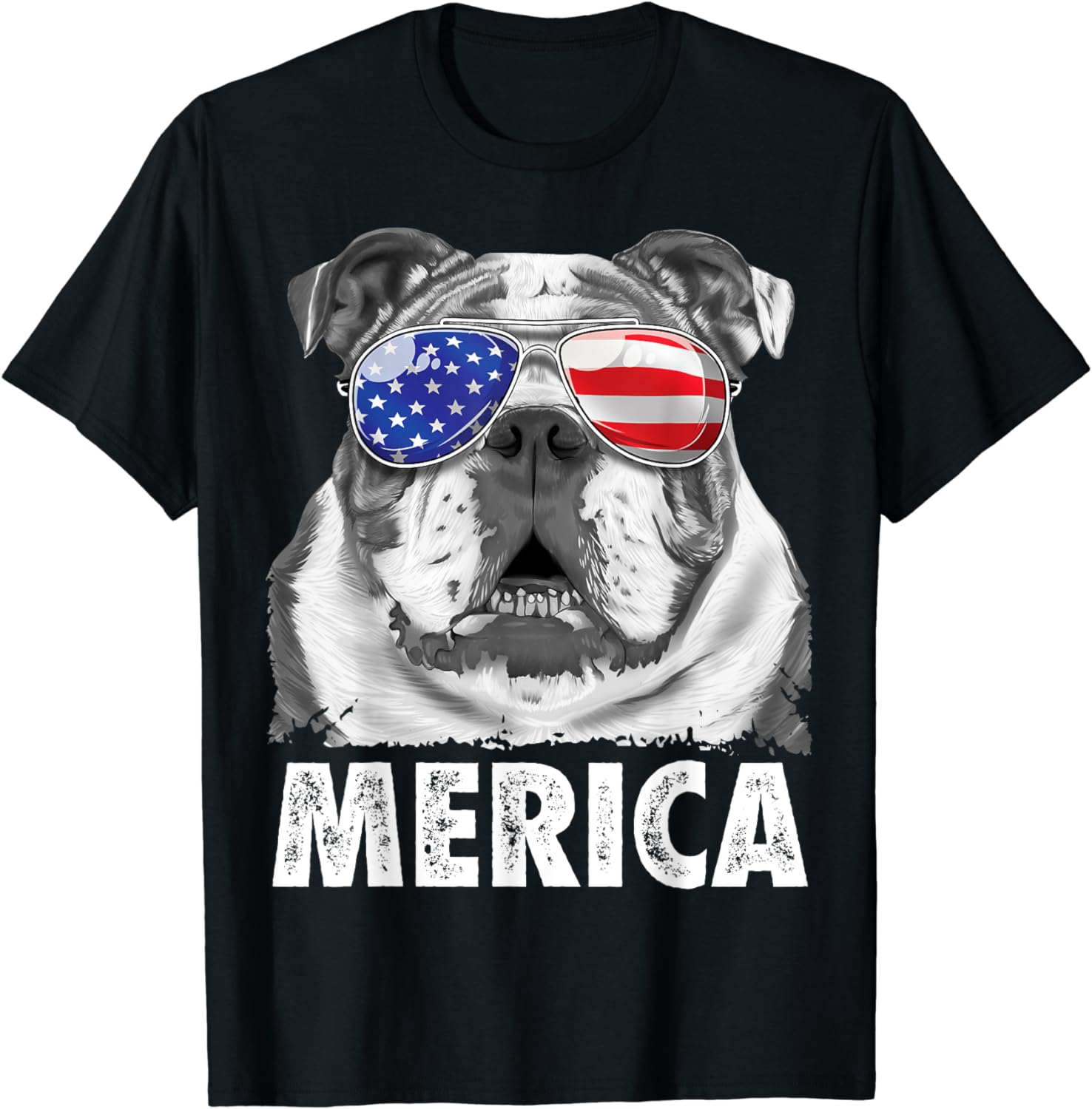 English Bulldog 4th of July Merica Men Women USA Flag Retro T-Shirt ...