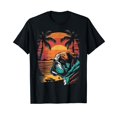 thumbnail image 1 of English Bulldog 80s Sunset Vintage Retro Style Men Vintage T-Shirt, 1 of 5
