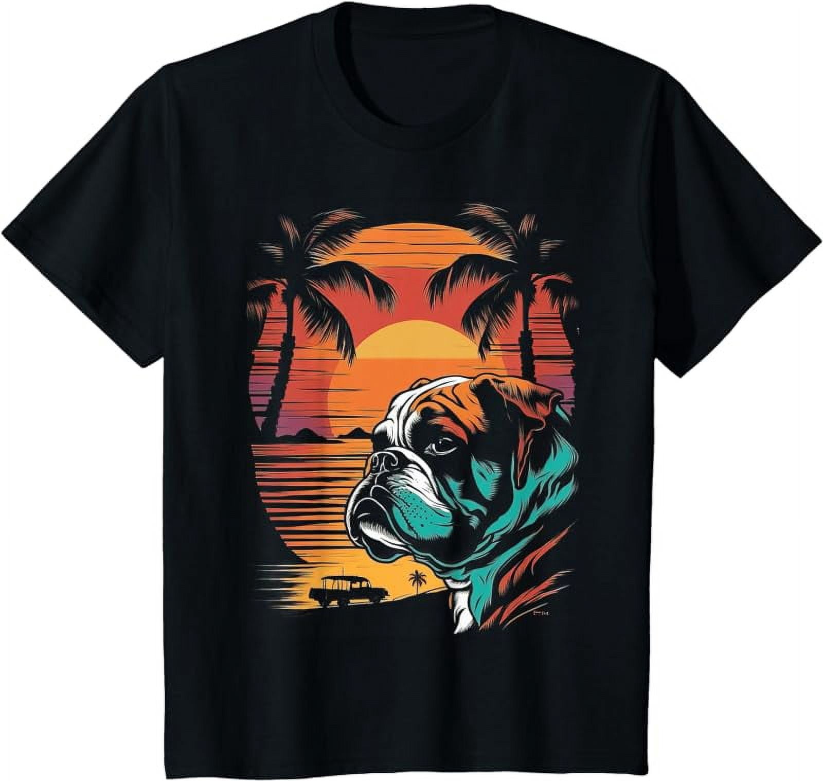 English Bulldog 80s Sunset Vintage Retro Style T-Shirt - Walmart.com