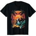 thumbnail image 1 of English Bulldog 80s Sunset Vintage Retro Style T-Shirt, 1 of 3