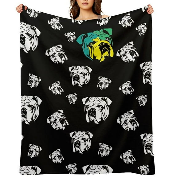 English Bulldog Black & White Pattern Printed Throw Blanket，Kids Adults Soft Lightweight Flannel Fleece Blanket for Couch Sofa Bed Living Room 40"×50"