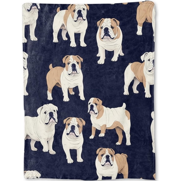 English Bulldog Blanket - Cute Fun Dog Dark Fleece Throw,Gifts for Kids Women, Soft & Warm,Lightweight, for Modern Rustic Decor, Pet Lovers, and Room Home Accents 40x50in