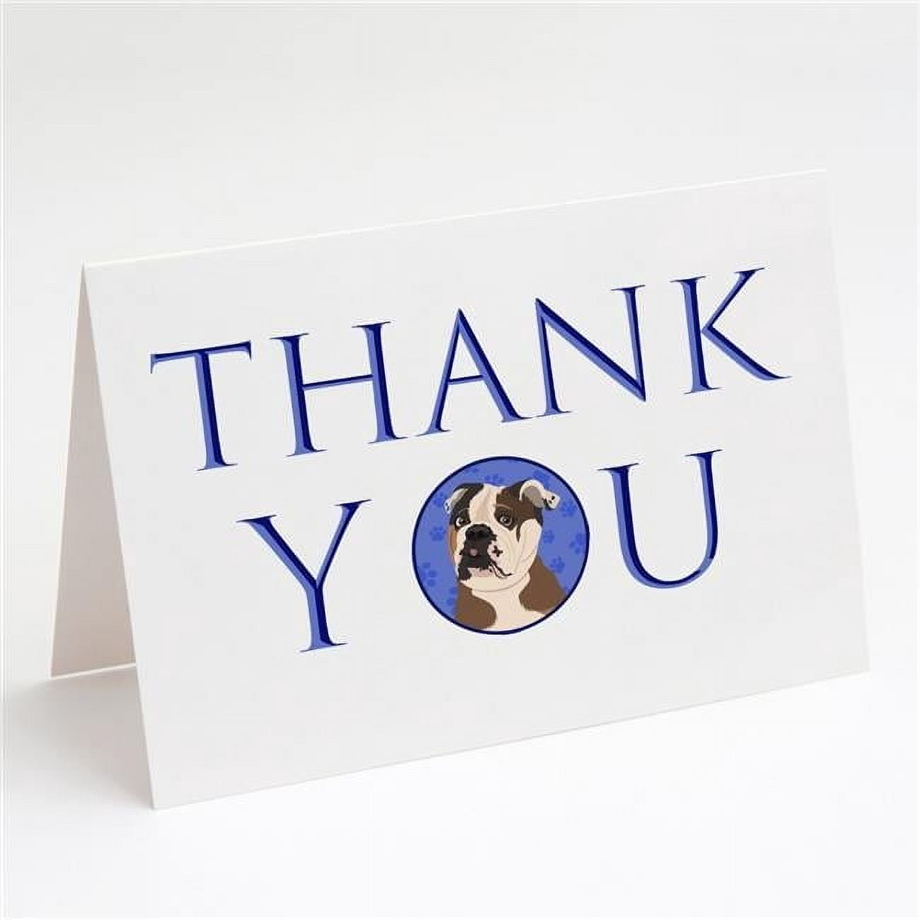 English Bulldog Chocolate Tan Thank You Greeting Cards and Envelopes Pack of 8 7 in x 5 in