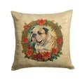 thumbnail image 1 of English Bulldog Christmas Flowers Throw Pillow 18 in x 18 in, 1 of 5