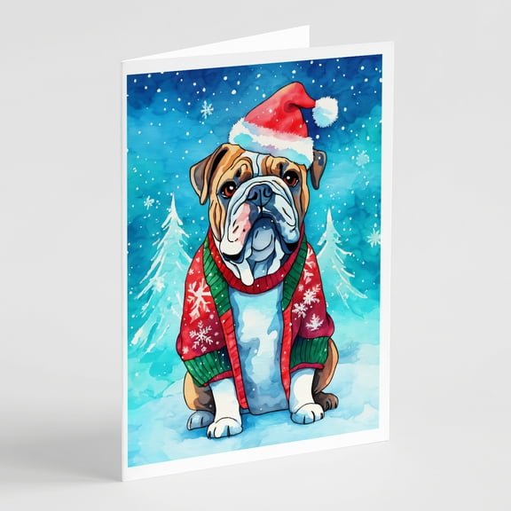 English Bulldog Christmas Greeting Cards Pack of 8 7 in x 5 in