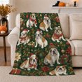 thumbnail image 1 of English Bulldog Christmas Pattern Poinsettias Boxes, Festive Pet Portrait Pattern, Warm Flannel Blanket for Living Room and Bedroom, Dog Lovers Christmas Gift, Pet Lover Home Decor, 1 of 9