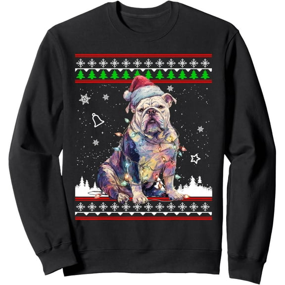 English Bulldog Christmas Ugly Sweater Funny Dog Xmas Sweatshirt